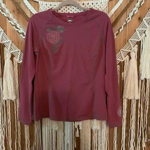 REI Floral Berry SPF 50 Rash Guard Long Sleeve Shirt Top Size L